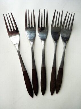 Vintage‎ EPIC Eco Forged Stainless Steel Utensil Set of 5 forks 6.5"
